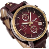 Fossil Original Boyfriend Sport Chronograph Maroon Dial Maroon Leather Strap Watch for Women - ES4114 Buy Now By Fossil