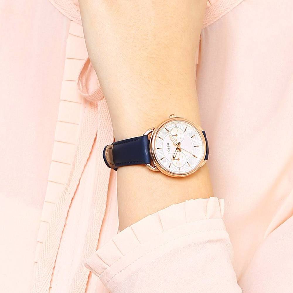Fossil Tailor White Dial Blue Leather Strap Watch for Women - ES4260 Buy Now By Fossil
