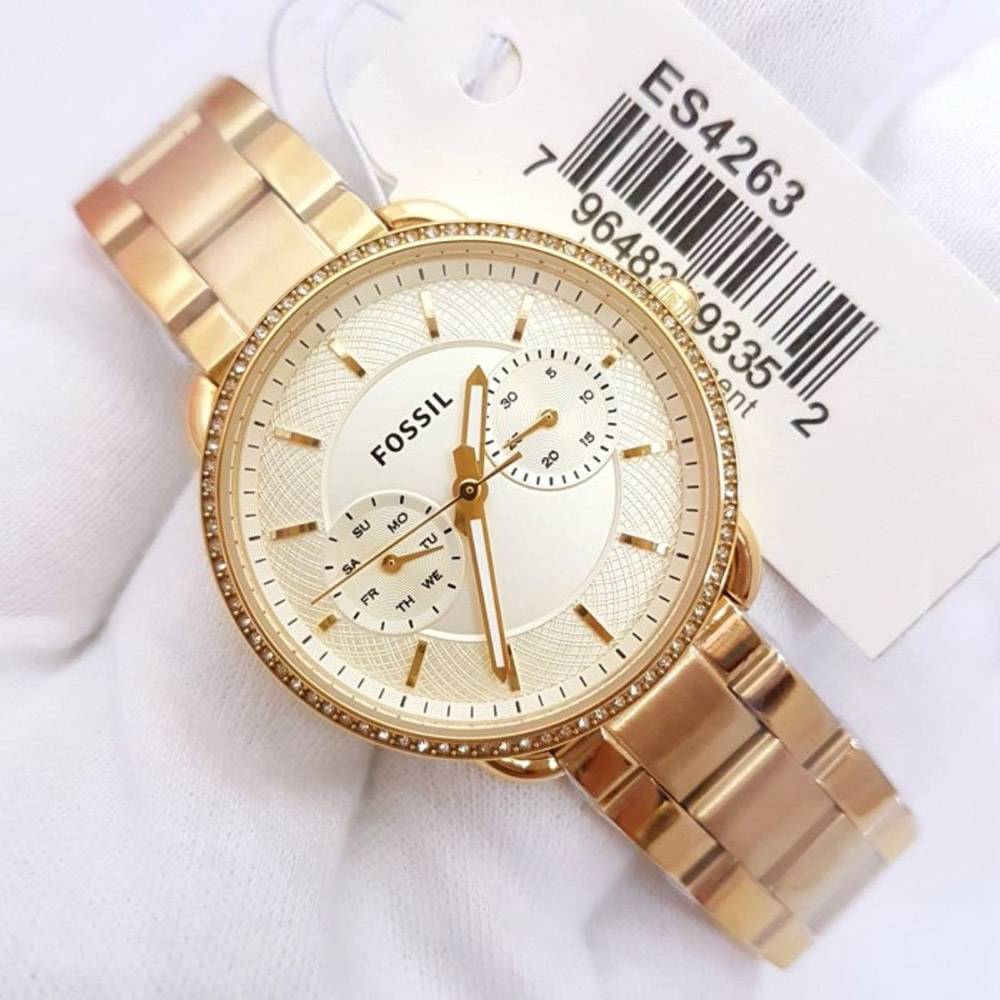 Fossil Tailor Gold Dial Gold Steel Strap Watch for Women - ES4263 Buy Now By Fossil