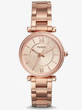 Fossil Carlie Rose Gold Dial Rose Gold Steel Strap Watch for Women - ES4301 Buy Now By Fossil