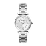 Fossil Carlie Silver Dial Silver Steel Strap Watch for Women - ES4341 Buy Now By Fossil