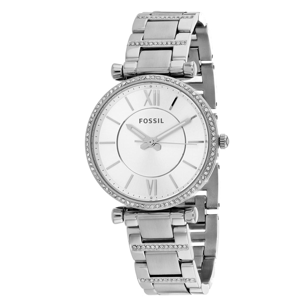 Fossil Carlie Silver Dial Silver Steel Strap Watch for Women - ES4341 Buy Now By Fossil