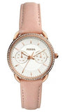 Fossil Tailor Quartz White Dial Pink Leather Strap Watch for Women - ES4393 Buy Now By Fossil