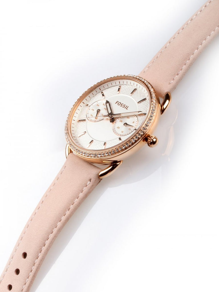 Fossil Tailor Quartz White Dial Pink Leather Strap Watch for Women - ES4393 Buy Now By Fossil