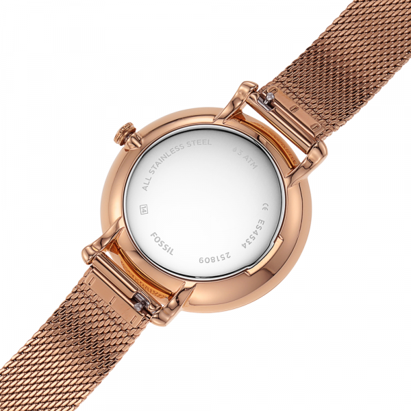 Fossil Jacqueline Three-Hand White Dial Rose Gold Mesh Bracelet Watch for Women - ES4534 Buy Now By Fossil