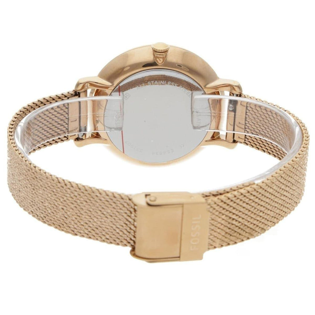 Fossil Jacqueline Three-Hand White Dial Rose Gold Mesh Bracelet Watch for Women - ES4534 Buy Now By Fossil