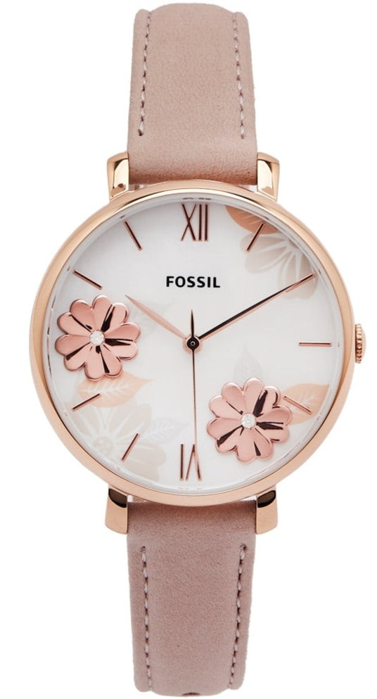 Fossil Jacqueline Three Hand Mother of Pearl Dial Pink Leather Strap Watch for Women - ES4671 Buy Now By Fossil