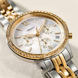 Fossil Neutra Chronograph Mother of Pearl White Dial Two Tone Steel Strap Watch for Women - ES5216 Buy Now By Fossil