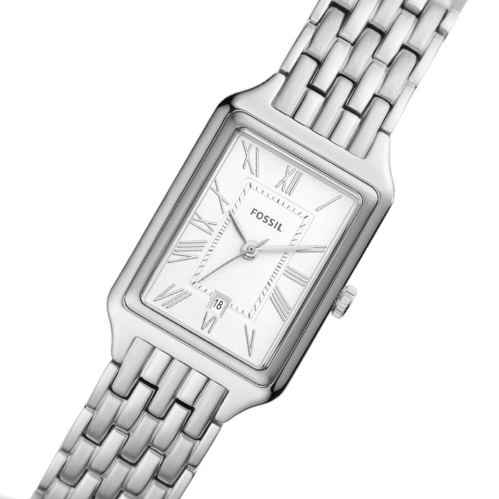Fossil Raquel Three Hand Date White Dial Silver Steel Strap Watch for Women - ES5221 Buy Now By Fossil