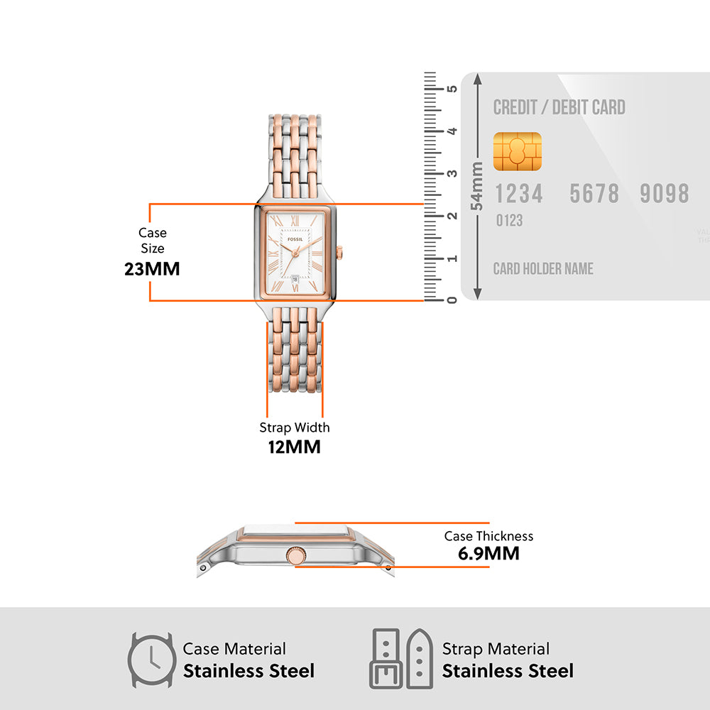 Fossil Raquel Three Hand White Dial Two Tone Steel Strap Watch For Women - ES5222 Buy Now By Fossil
