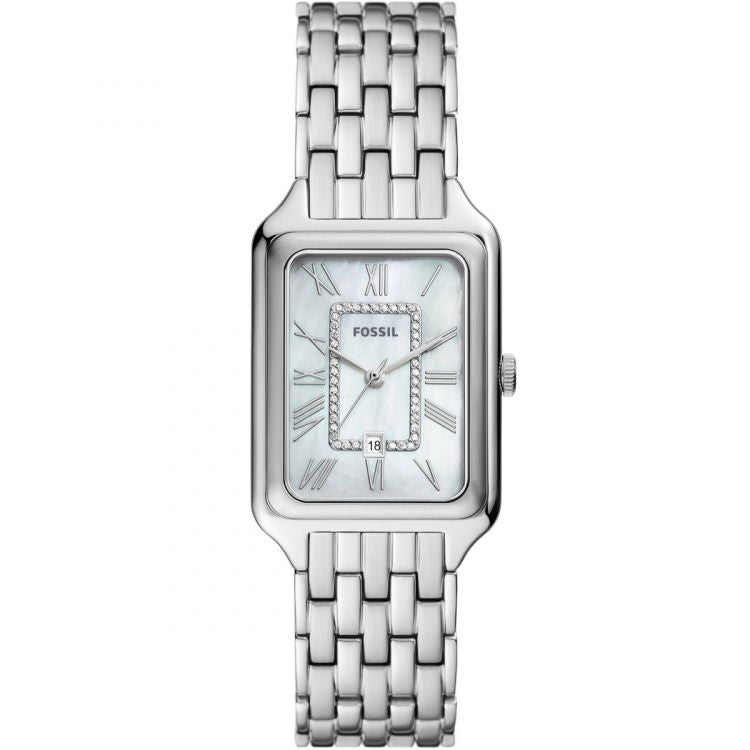 Fossil Raquel Three Hand Date Mother of Pearl Dial Silver Steel Strap Watch for Women - ES5306 Buy Now By Fossil