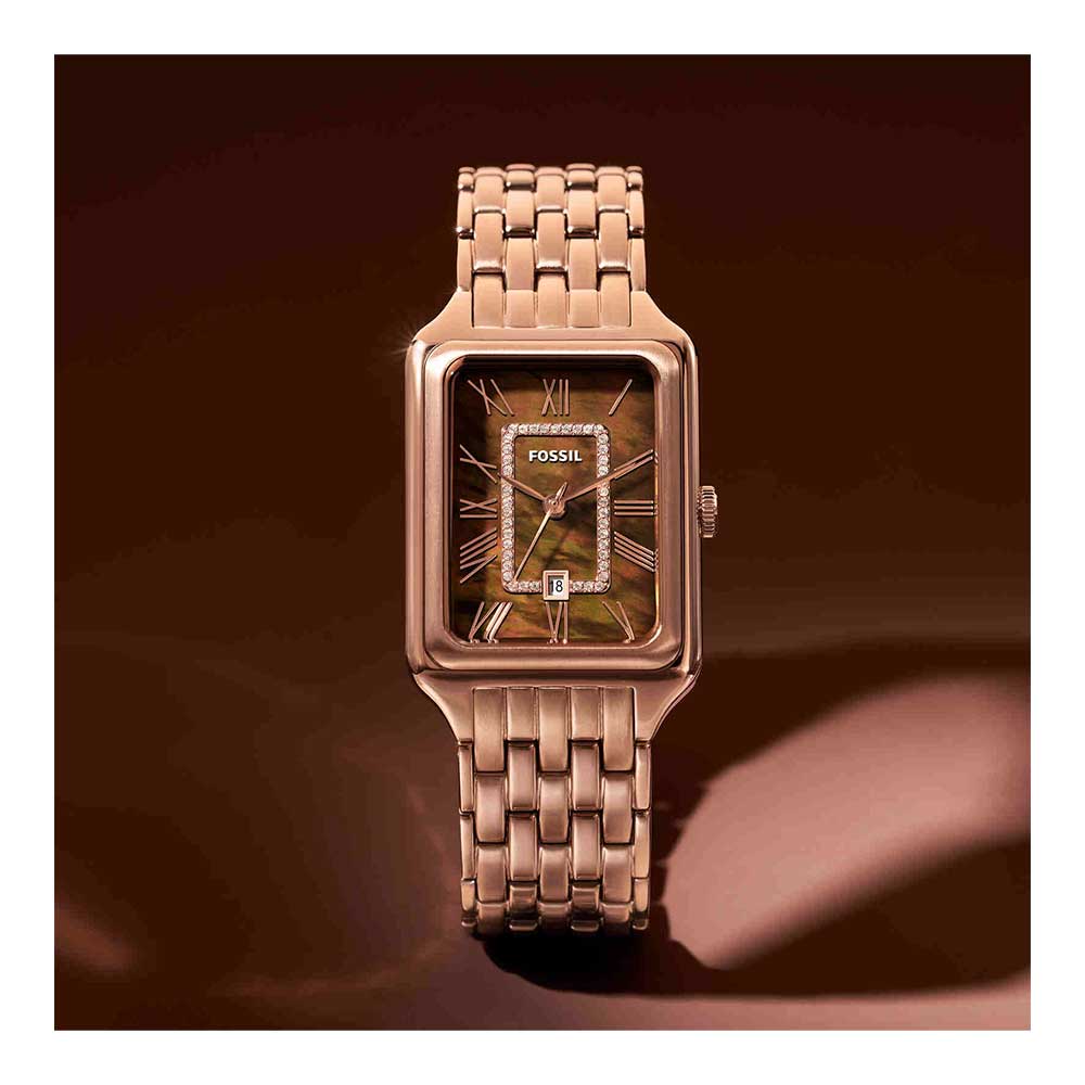 Fossil Raquel Three Hand Date Brown Dial Rose Gold Steel Strap Watch For Women - ES5323 Buy Now By Fossil