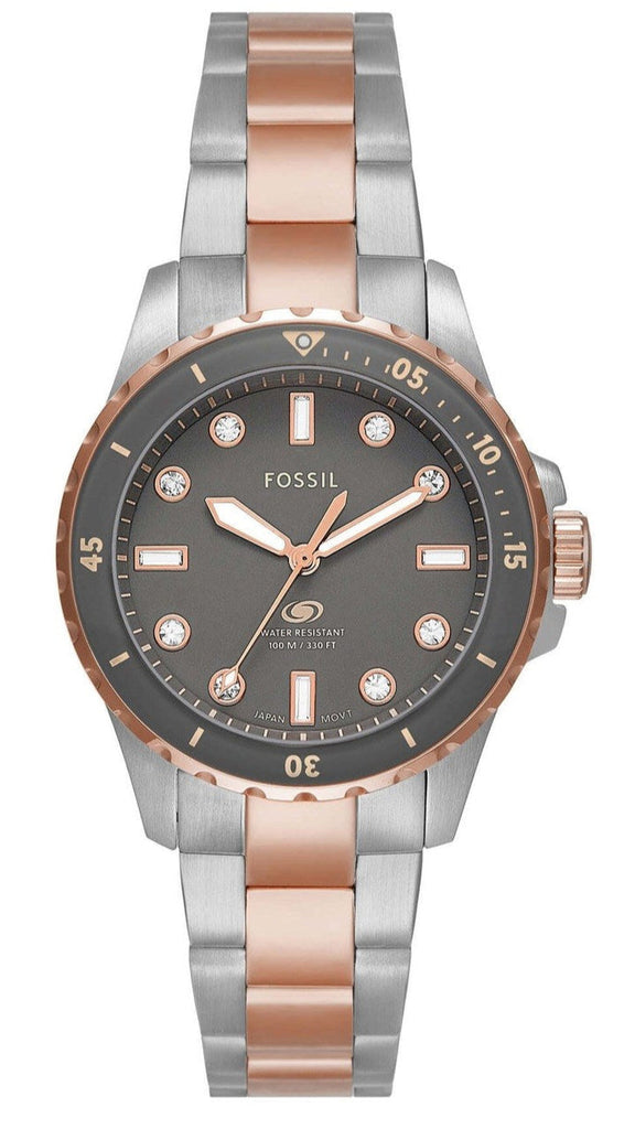 Fossil Blue Dive Three Hand Gray Dial Two Tone Steel Strap Watch For Women - ES5348 Buy Now By Fossil