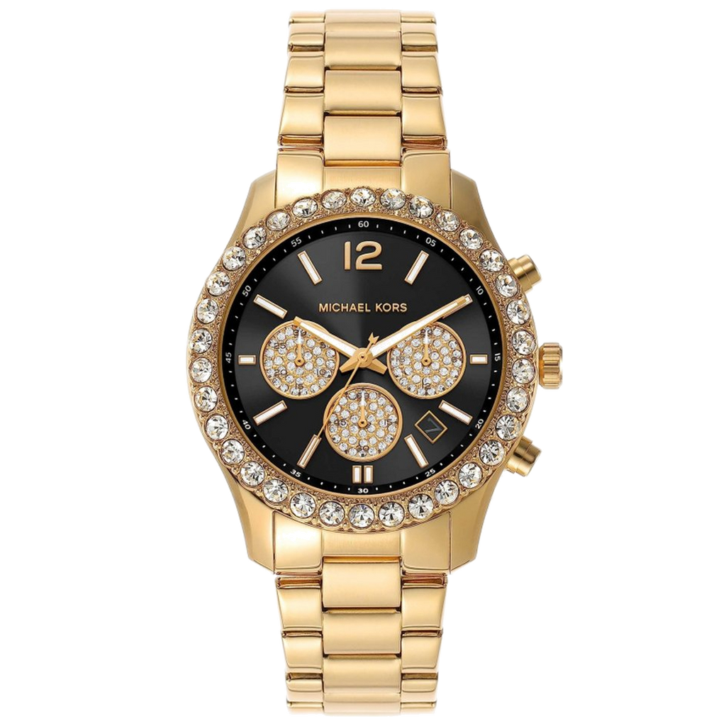 Michael Kors Berkley Chronograph Black Dial Gold Steel Strap Watch For Women - MK7414 Buy Now By Michael Kors