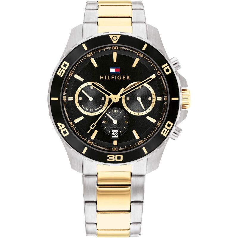 Tommy Hilfiger Jordon Chronograph Black Dial Two Tone Steel Strap Watch For Men - 1792095 Buy Now By Tommy Hilfiger