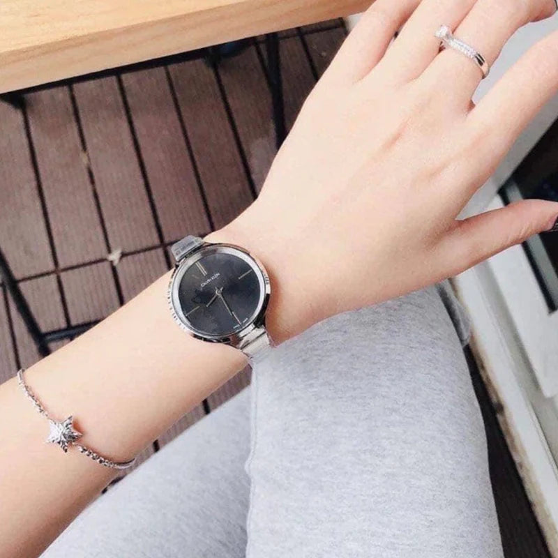 Calvin Klein Lively Black Dial Silver Steel Strap Watch for Women - K4U2312S Buy Now By Calvin Klein