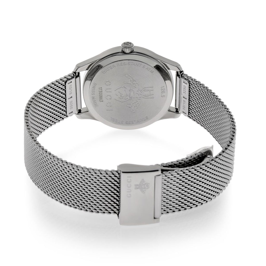 Gucci G-Timeless Turquoise Mother of Pearl Dial Silver Mesh Bracelet Watch For Women - YA126582 Buy Now By Gucci