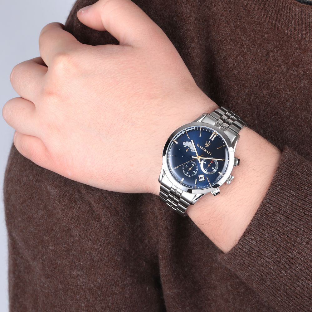 Maserati Ricordo Chronograph Blue Dial Silver Steel Strap Watch For Men - R8873633001 Buy Now By Maserati