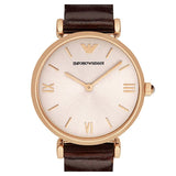 Emporio Armani Classic Quartz Pink Dial Brown Leather Strap Watch For Women - AR1911 Buy Now By Emporio Armani