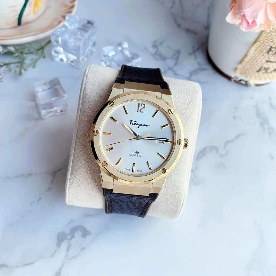 Salvatore Ferragamo F-80 Classic Silver Dial Brown Leather Strap Watch for Men - SFDT00419 Buy Now By Salvatore Ferragamo