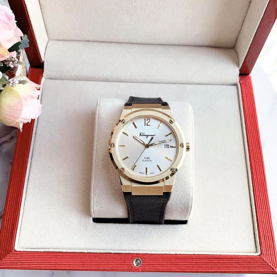 Salvatore Ferragamo F-80 Classic Silver Dial Brown Leather Strap Watch for Men - SFDT00419 Buy Now By Salvatore Ferragamo