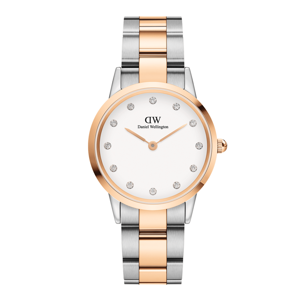 Daniel Wellington Iconic Link White Dial Two Tone Steel Strap Watch For Women - DW00100358 Buy Now By Daniel Wellington