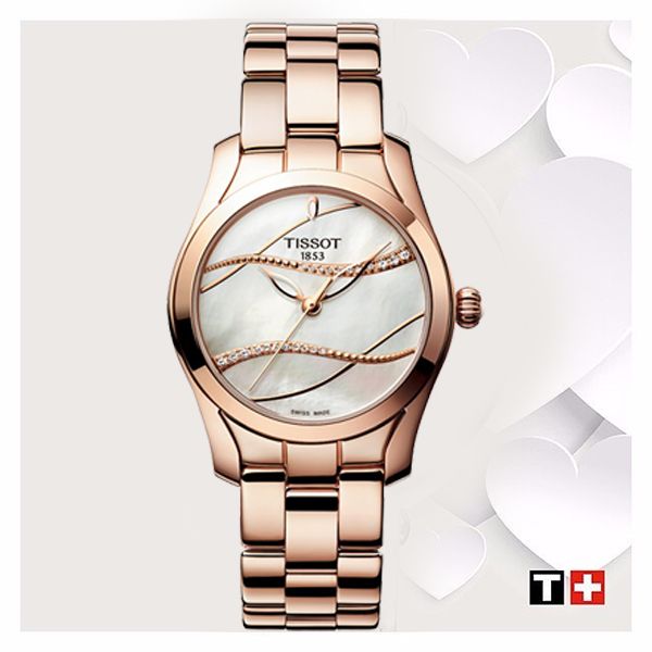 Tissot T Wave T Lady Mother of Pearl Dial Rose Gold Steel Strap Watch For Women - T112.210.33.111.00 Buy Now By Tissot