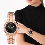 Michael Kors Lennox Three-Hand Black Dial Rose Gold Steel Strap Watch For Women - MK7233 Buy Now By Michael Kors