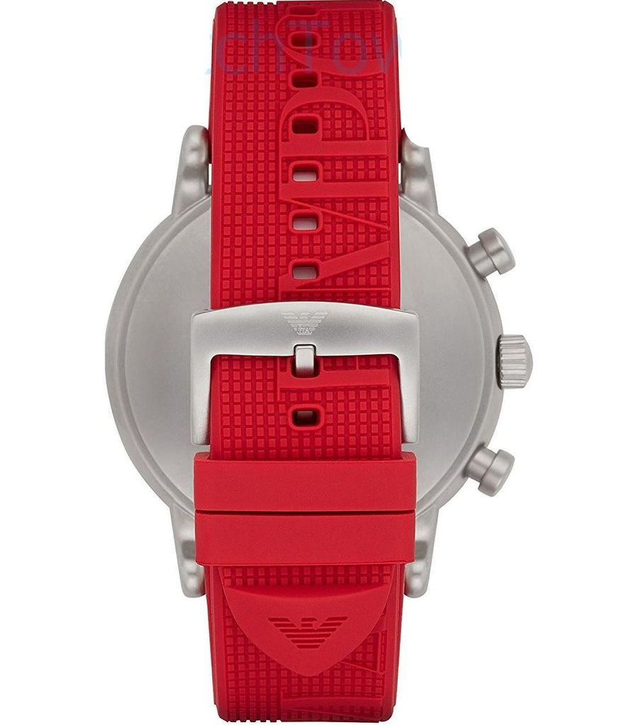 Emporio Armani Luigi Chronograph White Dial Red Rubber Strap Watch For Men - AR11021 Buy Now By Emporio Armani