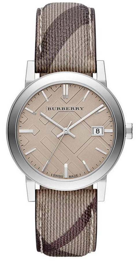 Burberry The City Grey Dial Checked Grey Leather Strap Watch for Women - BU9118 Buy Now By Burberry