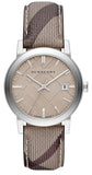 Burberry The City Grey Dial Checked Grey Leather Strap Watch for Women - BU9118 Buy Now By Burberry