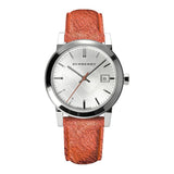 Burberry The City Silver Dial Orange Leather Strap Watch for Women - BU9121 Buy Now By Burberry