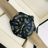 Tag Heuer Aquaracer 300 Calibre 5 Automatic Black Dial Brown Nylon Strap Watch for Men - WAY208C.FC6383 Buy Now By Tag Heuer