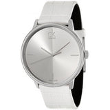 Calvin Klein Accent Silver Dial White Leather Strap Watch for Men - K2Y2X1KW Buy Now By Calvin Klein