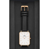 Daniel Wellington Quadro White Dial Black Leather Strap Watch For Women - DW00100450 Buy Now By Daniel Wellington