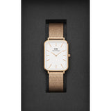 Daniel Wellington Quadro Pressed Melrose White Dial Rose Gold Mesh Strap Watch For Women - DW00100465 Buy Now By Daniel Wellington