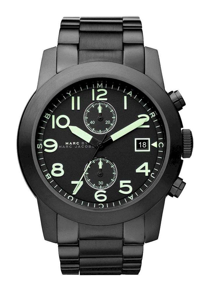 Marc Jacobs Larry Chronograph Black Dial Black Steel Strap Watch for Men - MBM5032 Buy Now By Marc Jacobs