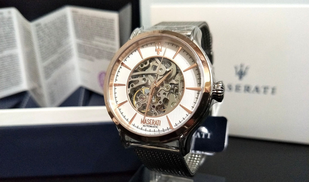 Maserati Epoca Automatic White Dial Silver Mesh Bracelet Watch For Men - R8823118001 Buy Now By Maserati