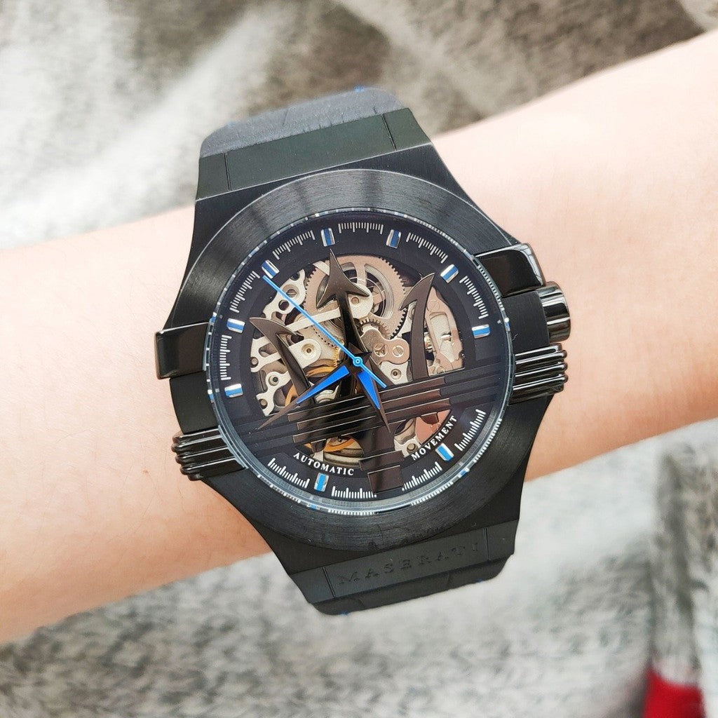 Maserati Potenza Automatic Black Dial Black Leather Strap Watch For Men - R8821108009 Buy Now By Maserati