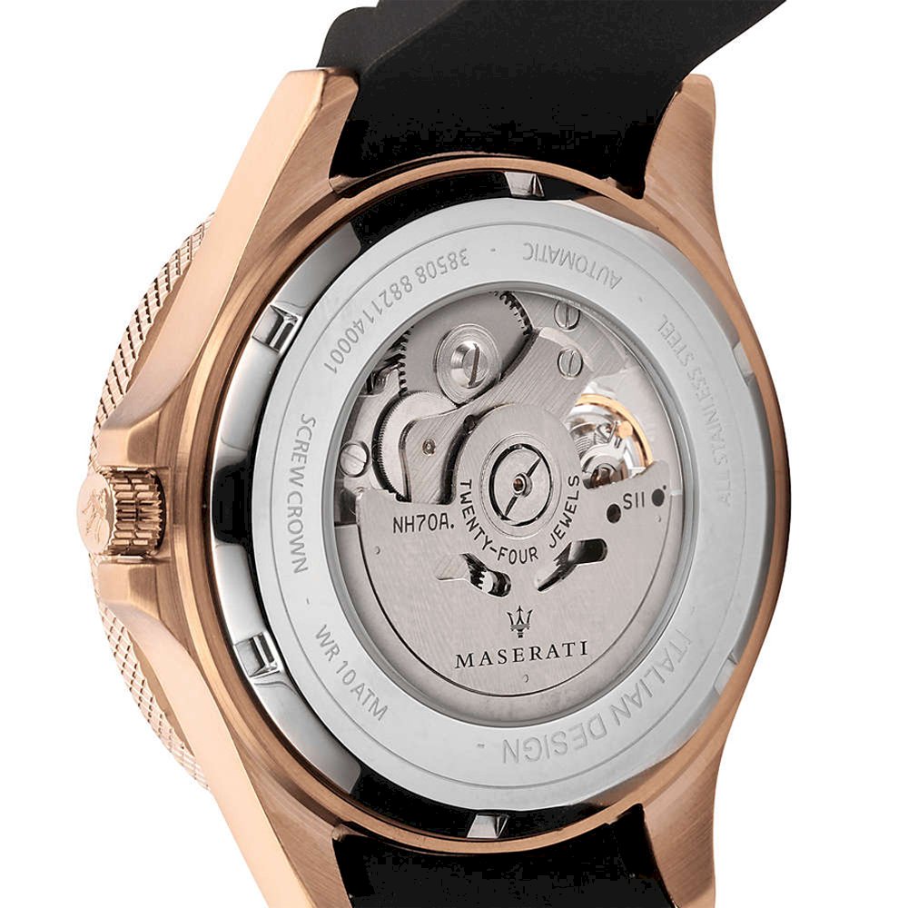 Maserati SFIDA Automatic Black Dial Black Rubber Strap Watch For Men - R8821140001 Buy Now By Maserati