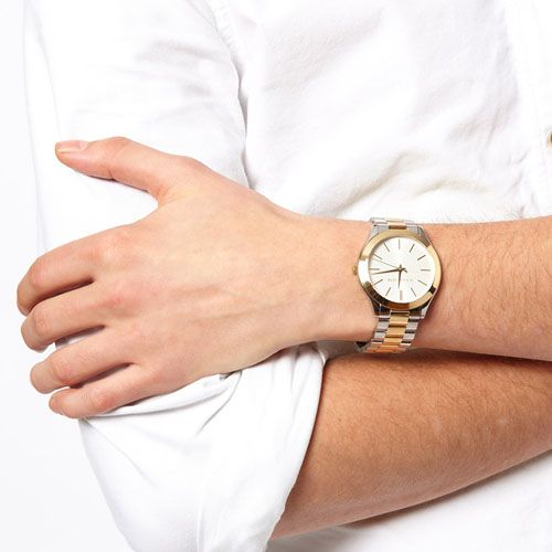 Michael Kors Runway Slim Silver Dial Two Tone Stainless Steel Strap Watch for Women - MK3198 Buy Now By Michael Kors