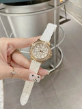 Guess Crown Jewel Multifunction Diamonds White Dial White Leather Strap Watch for Women - GW0411L1 Buy Now By Guess