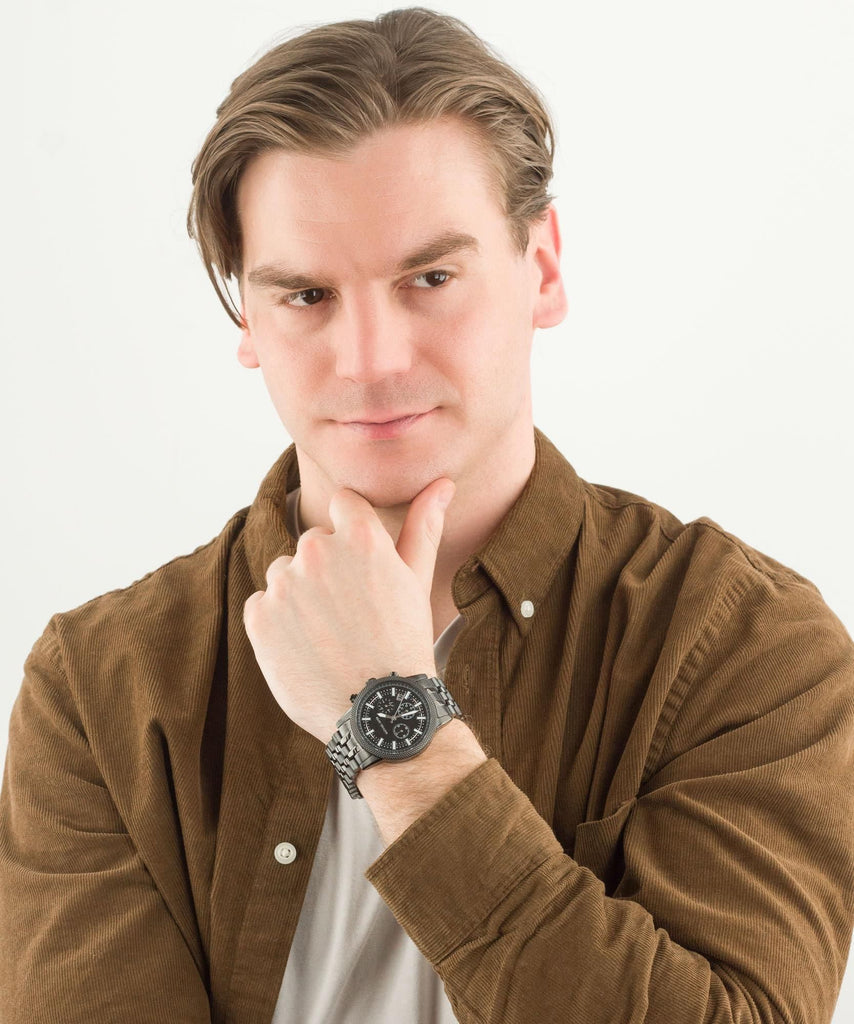 Michael Kors Hutton Chronograph Black Dial Black Steel Strap Watch For Men - MK9089 Buy Now By Michael Kors