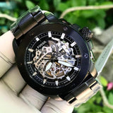 Fossil Modern Machine Automatic Silver Dial Black Steel Strap Watch for Men - ME3080 Buy Now By Fossil