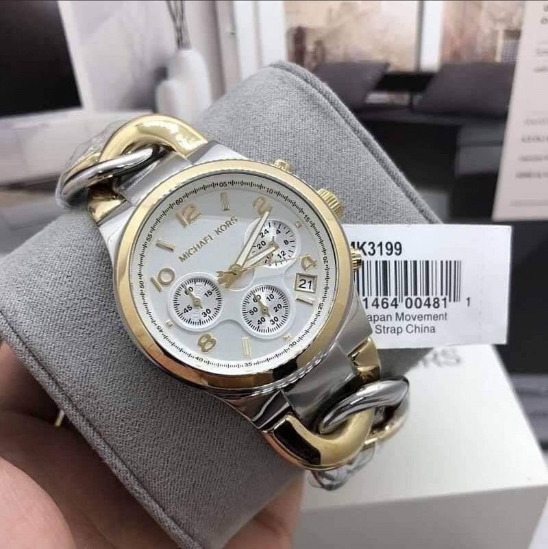 Michael Kors Runway White Dial Two Tone Steel Strap Watch for Women - MK3199 Buy Now By Michael Kors