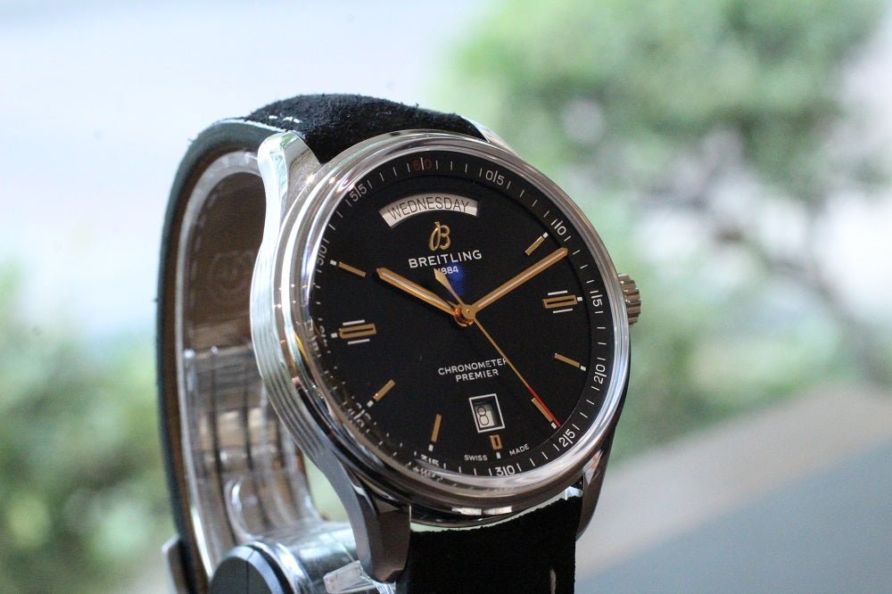 Breitling Premier Automatic 40mm Day & Date Black Dial Black Strap Mens Watch - A45340241B1X1 Buy Now By Breitling