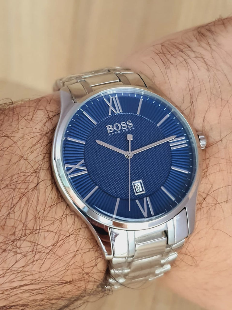 Hugo Boss Governer Blue Dial Silver Steel Strap Watch for Men - 1513487 Buy Now By Hugo Boss