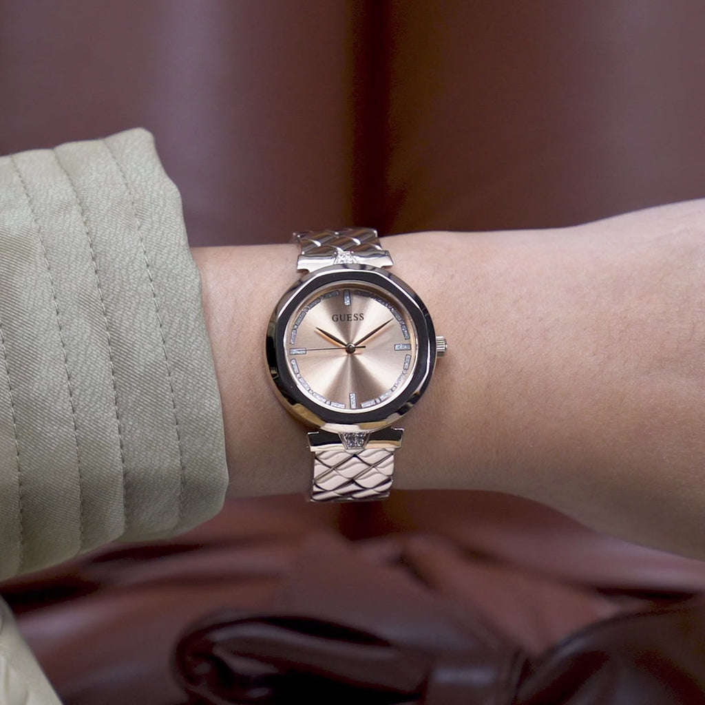 Guess Rumour Quartz Rose Gold Dial Rose Gold Steel Strap Watch For Women - GW0613L3 Buy Now By Guess