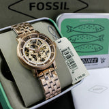 Fossil Boyfriend Automatic Skeleton Rose Gold Dial Rose Gold Steel Strap Watch for Women - ME3065 Buy Now By Fossil