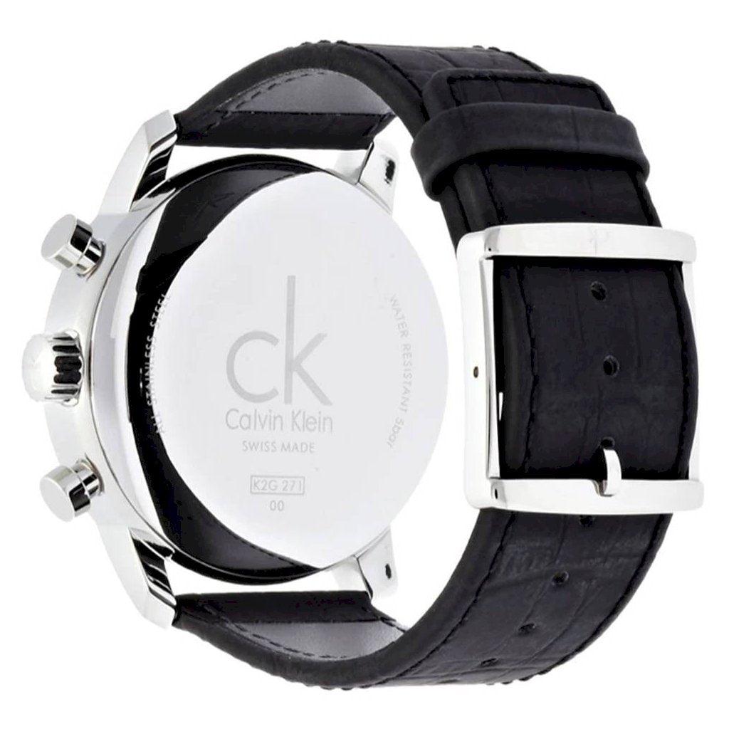 Calvin Klein City Chronograph Silver Dial Black Leather Strap Watch for Men - K2G271C6 Buy Now By Calvin Klein